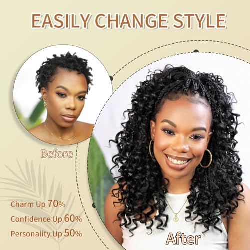 Karida 9 Packs Goddess Box Braids Crochet Hair For Black Women 10 Inch, Crochet Braids With Curly Ends, Boho Crochet Braids Goddess Braids Crochet Hair (10 Inch, 1B/30/27#)