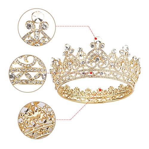 Makone Gold Tiara Crown for Women Girls, Crowns Tiaras Hair Accessories for Birthday Wedding Prom Bridal Party Halloween Costume Christmas Gifts