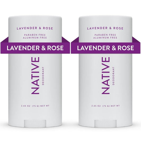 Native Deodorant Contains Naturally Derived Ingredients, 72 Hour Odor Control | Deodorant for Women and Men, Aluminum Free with Baking Soda, Coconut Oil and Shea Butter | Lavender & Rose, 2-Pack