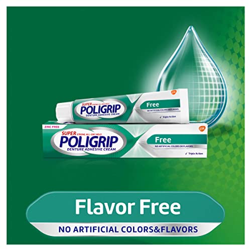 Super Poligrip Additive Free - Zinc Free Denture and Partials Adhesive Cream - 2.4oz