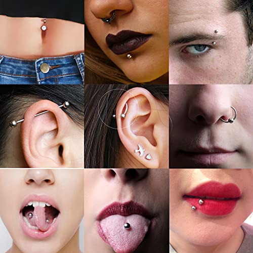 115PCS Professional Piercing Kit for All Piercings, Piercing Jewelry for Ear Lip Belly Button Tongue Tragus Cartilage Daith Body Piercing Tools Kit with 14G 16G Piercing Needles