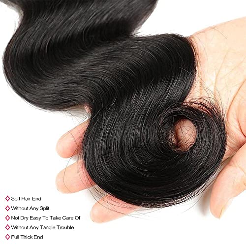 10A Brazilian Body Wave 24 Inch (Pack of 1) Bundles Human Hair 1 Bundle 100% Unprocessed Virgin Remy Hair Body Wave Single Bundles Human Hair Weave Bundles Natural Black