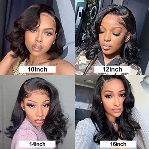 Glueless Short Bob Wig Pre Plucked Wear and Go Glueless Wig Body Wigs Lace Front Wigs Human Hair Upgraded No Glue 4x4 Lace Closure Wigs Human Hair for Black Women Natural Hairline (14lnch)