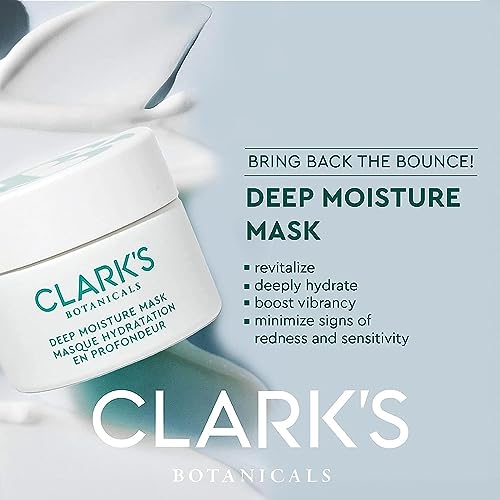 Clark's Botanicals Deep Moisture Mask, Target Dryness, Redness & Inflammation, Stimulate Collagen Production, All Skin Types, 2-in-1 Moisturizer & Invisible Mask, 1.7 Oz