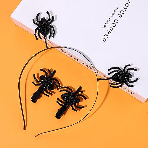 JERTOCLE Halloween Headband Hair Clips for Women Rhinestone Spider Hairband Hairpins Halloween Costume Headpieces Hair Accessories Halloween Decorations Gifts(Black)