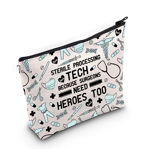 POFULL Sterile Processing Tech Gift Sterile Processing Tech Because Surgeons Need Heroes Too Cosmetic Bag Surgical Tech Gift (Sterile Processing Tech Cosmetic Bag)