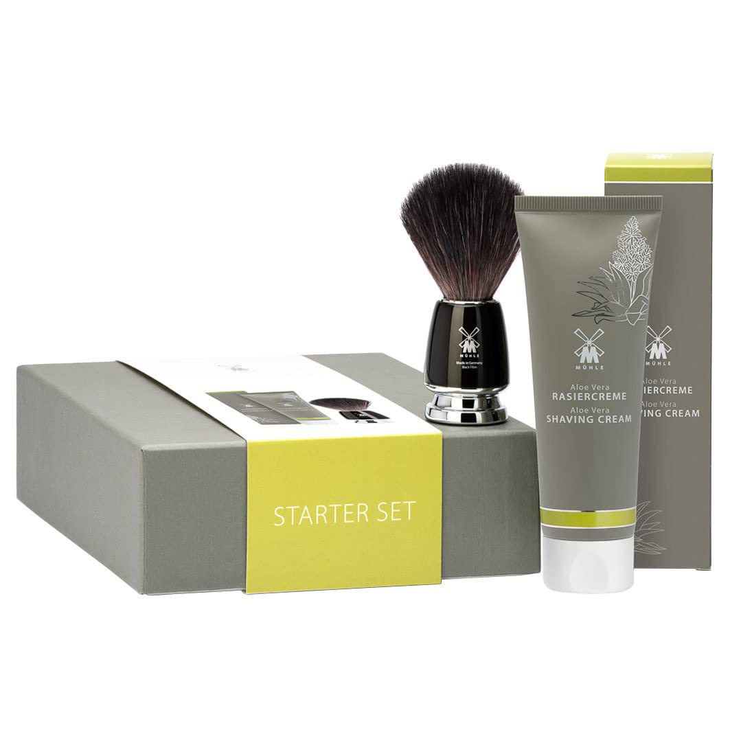 MÜHLE STARTER SET Aloe Vera Shaving Cream & RYTMO Black Fibre Shaving Brush