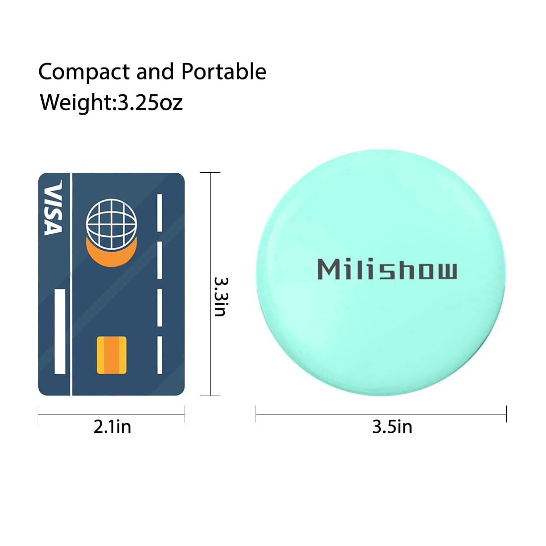 Milishow Compact Mirror with LED Light- 1x/10x Magnifying Rechargeable Mirror- 3.5in Dimmable Travel Mirror- for Purse-Pocket-Handheld 2-Sided Makeup Mirror(Cyan 2Pc)