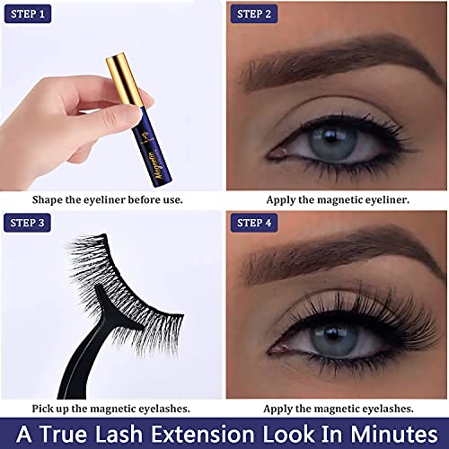 7C SEVENCROWN Magnetic Eyeliner for Magnetic Eyelashes - 4 Tubes of Eye Liners Pen - (2 Black MIX 2 Brown) Waterproof Liquid Eyeliner Pen, All-Day Hold for Magnetic Lashes, Sweatproof 5ml*4 Count