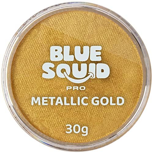 Blue Squid PRO Face Paint - Professional Water Based Single Cake Facepaint & Body Paints - SFX Makeup, Kids Adults Face Painting for Costume, Halloween, Cosplay - Metallic Gold 30g / 1oz