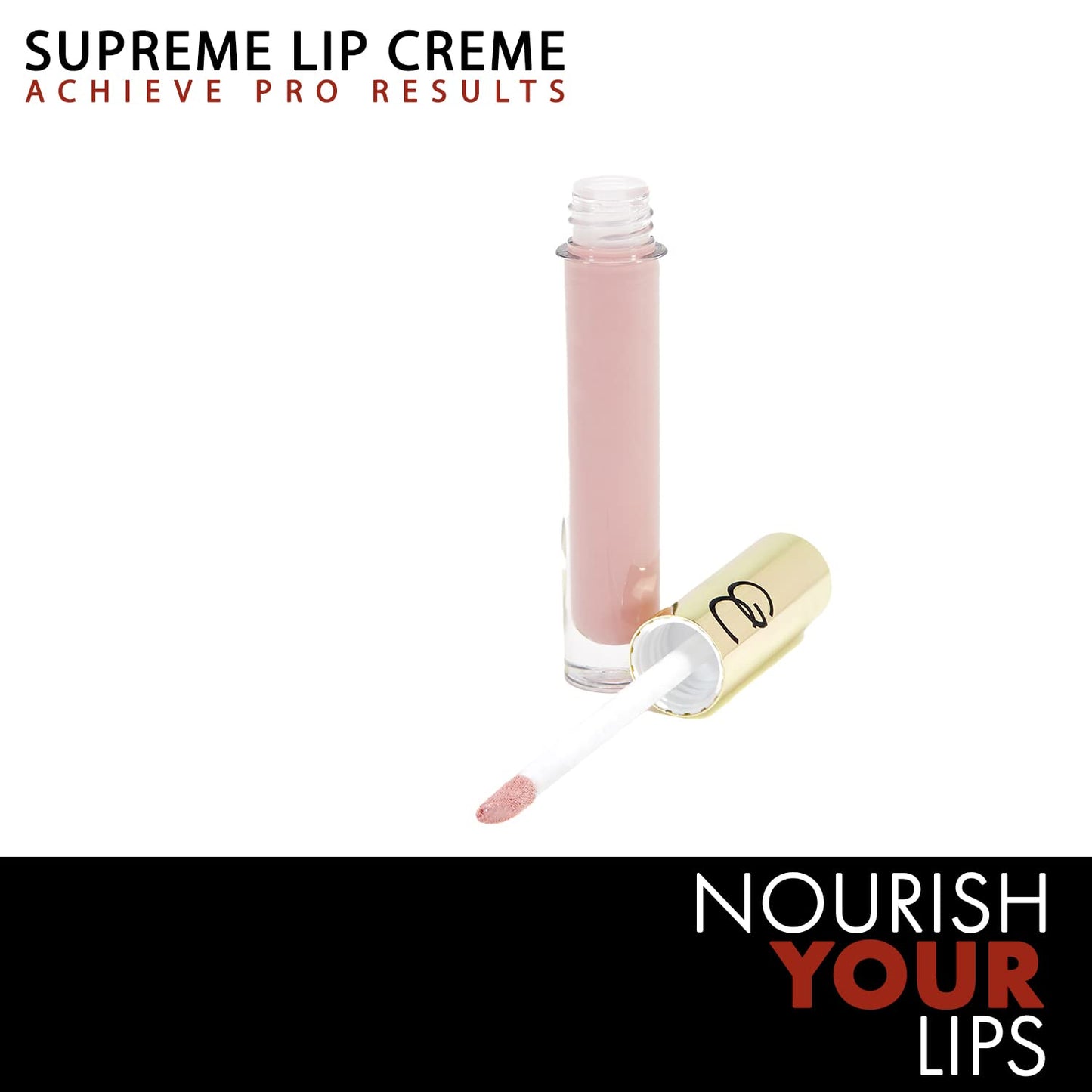 Gerard Cosmetics Supreme Lip Creme Angel Cake | Highly Pigmented, Fully Opaque Nude Pink Lip Gloss | Nourishing, Hydrating, Liquid Lipstick for Full Coverage Lip Color