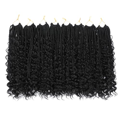 Karida 9 Packs Goddess Box Braids Crochet Hair For Black Women 10 Inch, Crochet Braids With Curly Ends, Boho Crochet Braids Goddess Braids Crochet Hair (10 Inch, 1B/30/27#)