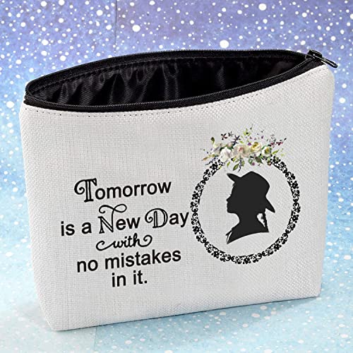 G2TUP Literary Makeup Bag Book Quote Gift Tomorrow is a New Day with No Mistakes in It Anne Fans Cosmetic Bag for Book Lovers (Literary makeup bag)