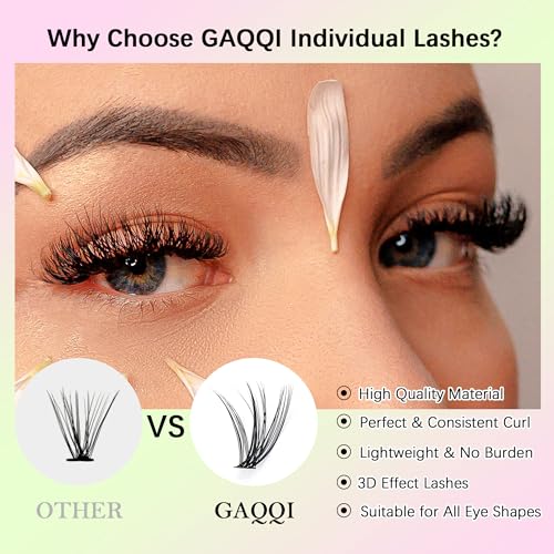 GAQQI Lash Clusters Kit 320Pcs Lash Extension Kit, Mix 9-16mm 304050D D Curl Lash Clusters Kit Eyelash Extension Kit with Lash Glue Remover and Lash Applicator Self Use at Home（304050D-DMIX KIT)