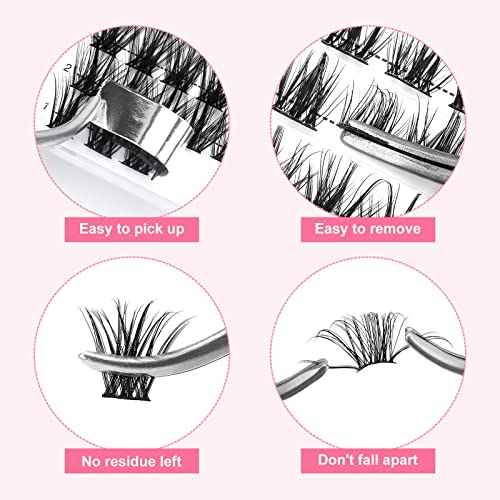 Cluster Lashes, Crislashes DIY Eyelash Extension 13 Rows, D Curl 12mm Individual Cluster Eyelashes Natural Look, 78 pcs Reusable Cluster Eyelash Extensions at Home (F03-D Curl 12mm)