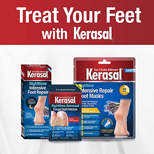 Kerasal Nighttime Intensive Foot Repair, Skin Healing Ointment for Cracked Heels and Dry Feet, 1 oz