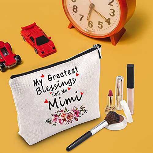 TSOTMO Mimi Gift Grandmother Gift My Greatest Blessings Call Me Mimi Makeup Bag Best Mimi Ever Gift Mother’s Day Gift (Call Me Mimi)