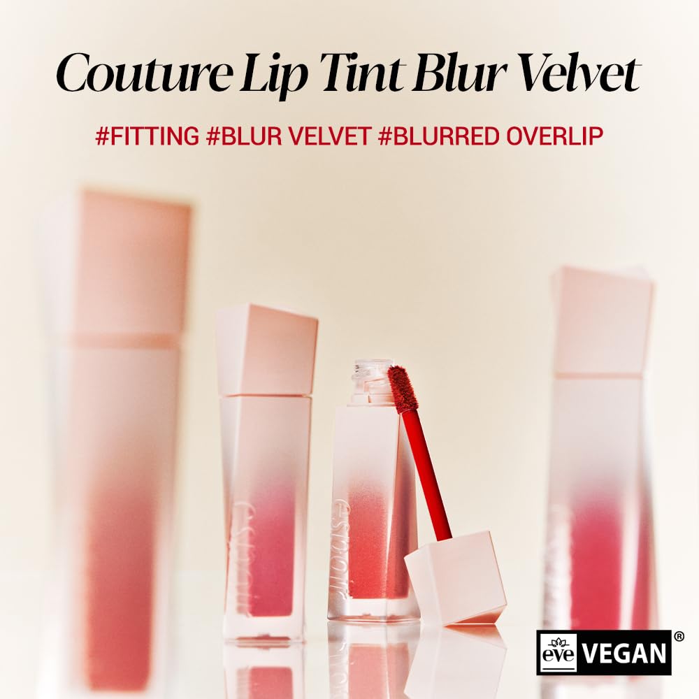 Espoir Couture Lip Tint Blur Velvet #1 Cozy 0.19oz | Natural Blurry Color Liquid Lipstick | Long-Lasting Smudge-Proof Fixing Lip Stain | Lightweight Matte Finish without Oil | Korean Lip Makeup