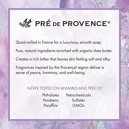 Pre de Provence Artisanal Soap Bar, Enriched with Organic Shea Butter, Natural French Skincare, Quad Milled for Rich Smooth Lather, Raspberry, 8.8 Ounce