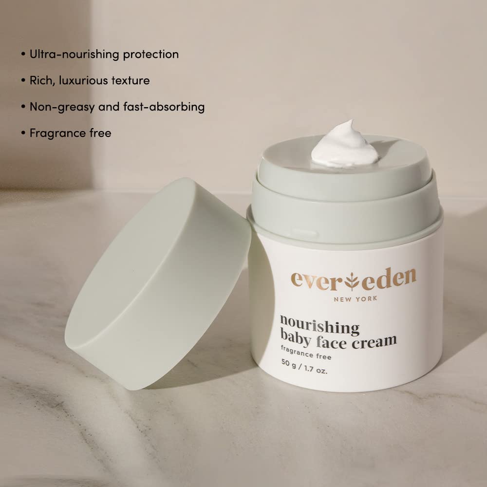 Evereden Nourishing Baby Face Cream, 1.7 oz & Premium Baby Sunscreen SPF 30, 2 fl oz. | 2 Item Bundle Set | 100% Mineral Sunscreen with Zinc Oxide | Clean Baby Skincare