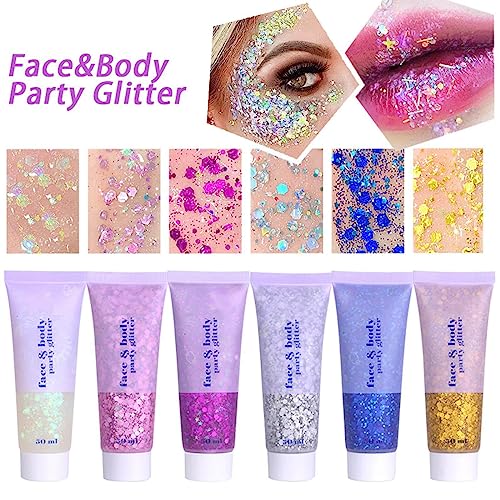 MEICOLY Black Face Glitter,Professional Glitter Body Paint,Mermaid Sequins Eye Glitter Face Painting for Halloween Cosplay SFX Makeup,Chunky Face Glitter Gel for Women and Kids,50ml