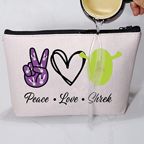 VAMSII Monster Sher k Musical Gifts Musical Theatre Makeup Bag Peace Love Shre k Shrekk Party Treat Bag (BLK-Peace L Shrek)