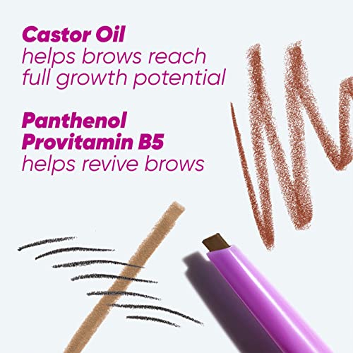 Kosas Brow Pop - Longwear Eyebrow Makeup, Dual-Sided Defining Pencil with Castor Oil for Soft, Natural Look of Real Hair - Soft Brown