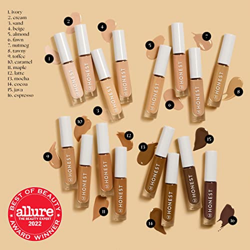 Honest Beauty Fresh Flex Concealer with Niacinamide + Vitamin E + Hyaluronic Acid | Vegan + Cruelty free | Maple, 0.17 fl oz