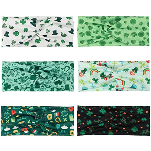 Budsmile St. Patrick’s Day Headbands for Women Girls Teens Green Shamrock Leprechaun Hat Hairbands Rainbow Heart Lips Elastic Head Wrap