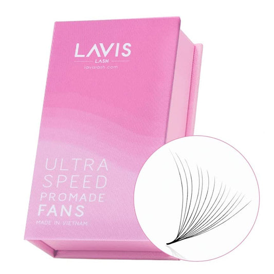 LAVISLASH 500 Ultraspeed Promade Fans Handmade Volume Eyelashes | Ultra Speed Eyelash Extension | 3D To 16D Fans | 0.03/0.05/0.07mm Thickness | C/CC/D Curl | 8-16mm Length(14D-0.03-D-16mm)