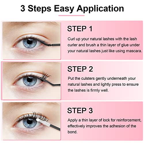 Fenshine Cluster Lashes Individual Lashes Wide Stem 0.07D 20D Curl 18mm DIY Eyelash Extension Individual Soft False Lashes for Personal Use at Home