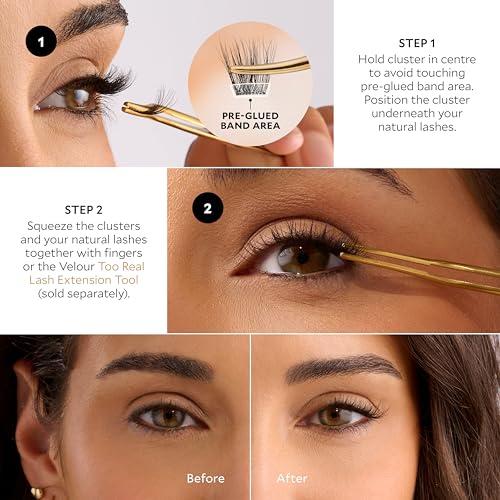 Velour-Xtensions™ Self-Stick Lash Clusters | Self Adhesive Eyelashes | Includes 12 Eyelash Clusters | Comfortable & Lightweight Lash Extension Clusters (Everyday Natural)