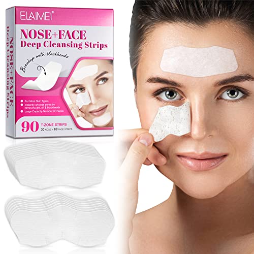 PEDSCBG Nose Strips Blackhead Remover, 90pcs Nose Pore Strips Face with Natural Charcoal, Deep Cleansing Nose Strips for Removal and Pore Unclogging (90 pcs Nose Strips women)