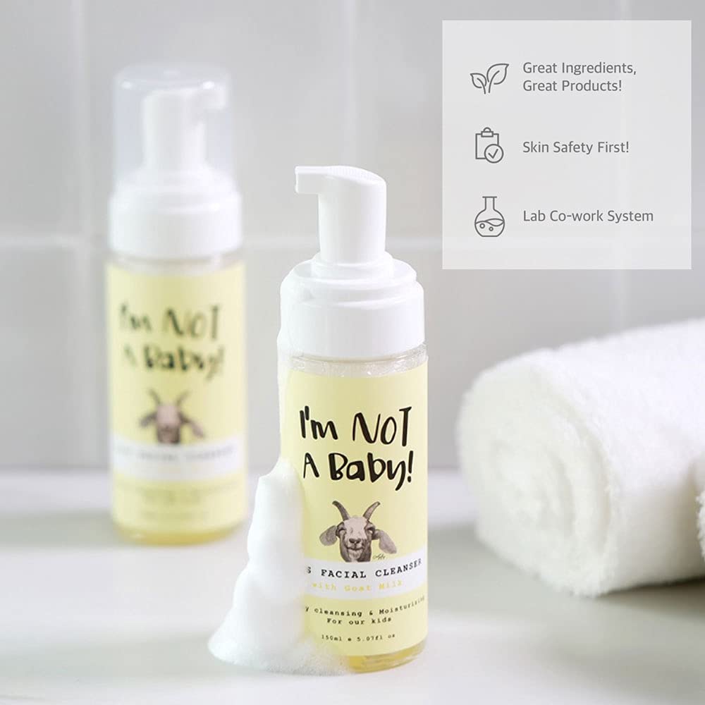 I'm NOT A Baby! Kids Face Wash Facial Cleanser – Gentle Goat Milk Formula for Sensitive Skin, Deep Hydration, Tear-Free, Hypoallergenic & Nourishing Care, 5.07 Fl oz (3)