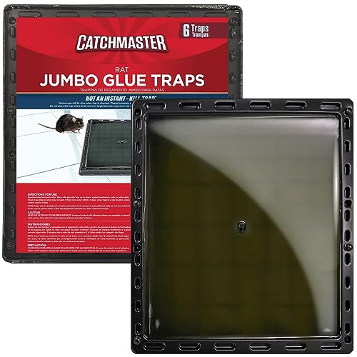 Catchmaster Jumbo Rat & Mouse Glue Traps 6Pk, Large Glue Rat Traps, Mouse Traps Indoor for Home, Pre-Scented Adhesive Plastic Tray for Inside House, Snake, Mice, & Spider Traps, Pet Safe Pest Control