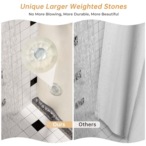 AmazerBath Beige Shower Curtain Plastic, Thick PEVA Shower Curtain Beige, Heavy Duty Shower Curtains for Bathroom, Cream Shower Curtain Waterproof 72x72 with 3 Weighted Stones and 12 Grommets