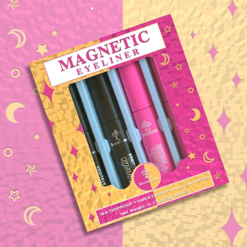 7C SEVENCROWN Magnetic Eyeliner for Magnetic Eyelashes - 4 Tubes of Eye Liners Pen - (2 Black MIX 2 Brown) Waterproof Liquid Eyeliner Pen, All-Day Hold for Magnetic Lashes, Sweatproof 5ml*4 Count