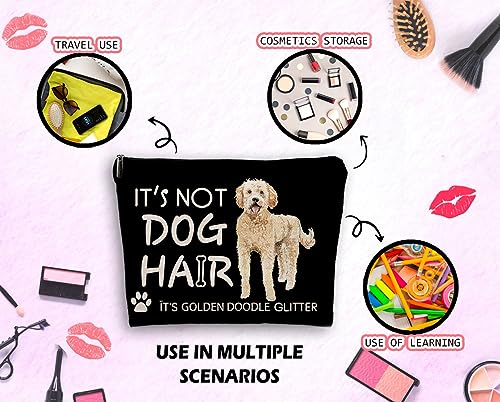 Dwept It's Not Dog Hair It's Golden Doodle Glitter Cosmetic Bag, Funny Dog Makeup Bag Zipper Cosmetic Pouch Bag Travel Linen Makeup Organizer, Dog Themed Gifts for Dog Lovers Women Girls