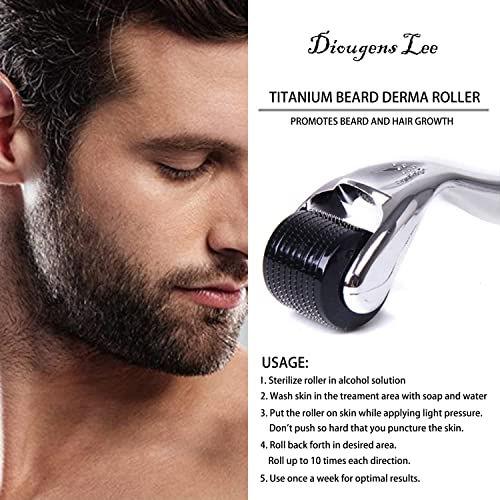 Derma Roller for Beard - Diougens Lee 540 Titanium Microneedling Roller for Face Body - with Storage Case