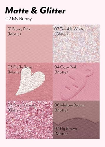 I'M MEME Wonder Soft Layer Palette - 7 Shades | Portable Size, Versatile, Blendable, Neutral Colors with Soft Texture, 02 My Bunny, 0.23 Oz