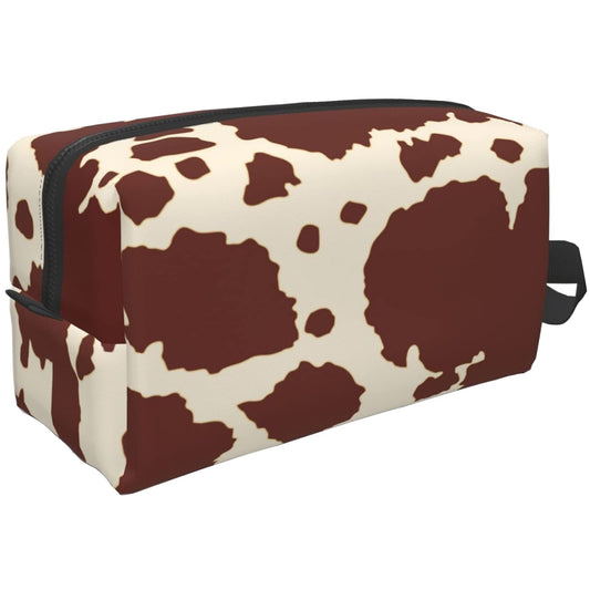 Cow Print Makeup Bag Cosmetic Pouch - Travel Toiletry Bags Organizer Present for Women Men Accessories Large Dopp Kit Waterproof Lightweight Zipper