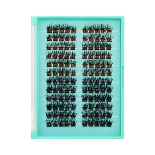 Bodermincer 120 Cluster 12mm/14mm/16mm to Choose Brown+Black Mixed Tray Lash Cluster Eyelash Extension Natural 3D Russian Volume Faux 3D Effect Glue Bonded Cluster Eyelashe (Y12# Brown+Black 16mm)