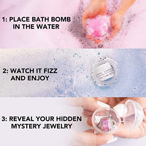 Kate Bissett Calm Lavender Bath Bomb with Jewelry Inside (Surprise Jewelry Valued at $25 to $5,000) Made in USA, Perfect for Bubble Spa Bath. Handmade Ring Size 05