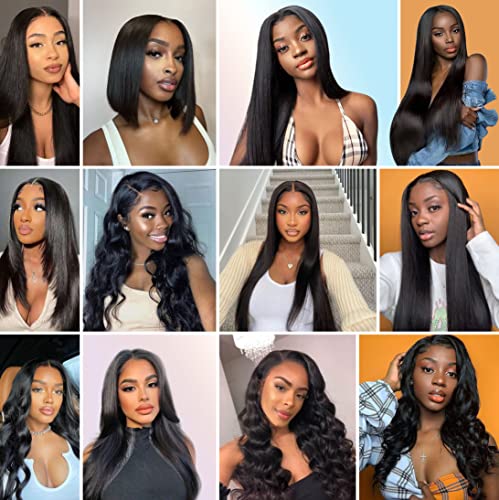 13×4 HD Lace Frontal, Straight Frontal HD Lace Ear to Ear Free Part Hand Tied 100% Virgin Remy Human Hair 150% Density Lace Frontal Pre Plucked with Baby Hair Natural Color (10 Inch)