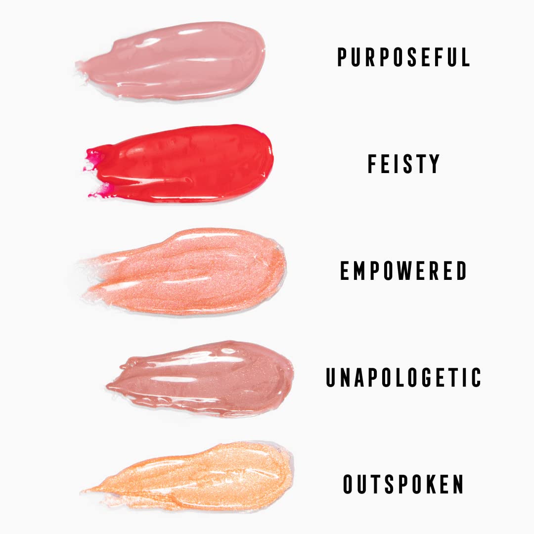 Bossy Cosmetics Vegan Lip Gloss for Soft Lips, Plumping Oil, Hydrating Non-Stick Lipgloss for Women, Provides Maximum Shine, Paraben and Cruelty Free (UNAPOLOGETIC - Pink Nude Color)