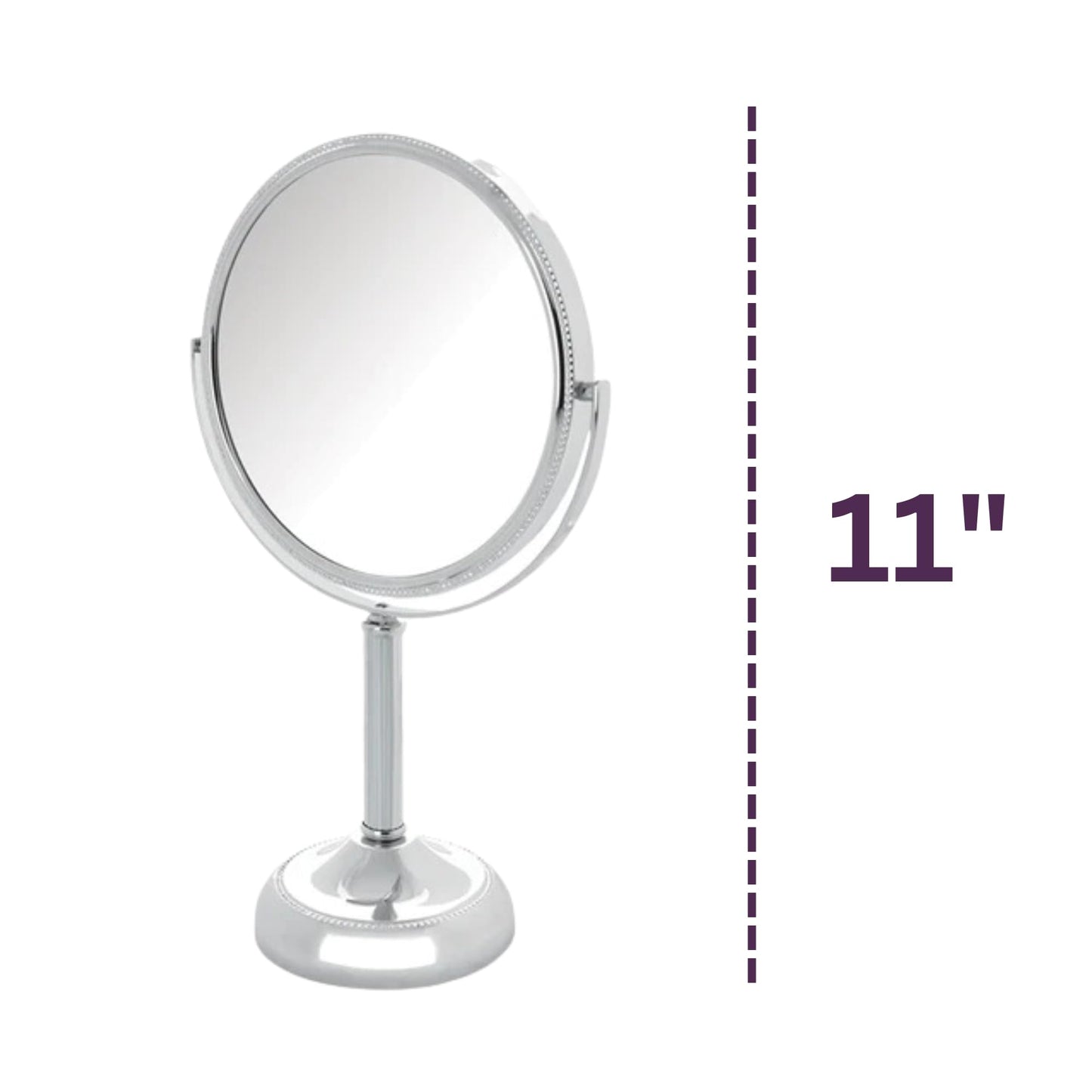 JERDON Two-Sided Tabletop Makeup Vanity Mirror - 10X-1X Magnification & Swivel Design - 6-Inch Diameter Portable Mirror – Polished Chrome Finish - Model JP910CB