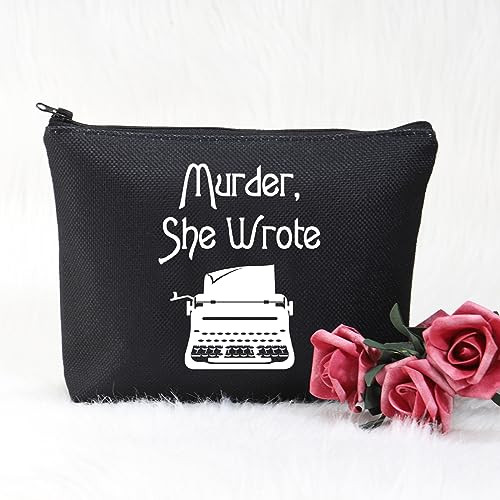 POFULL Murder TV Show inspired Gift Jessica Fletcher Fan Gift Murder Cosmetic Bag (Black She Wrote Bag)