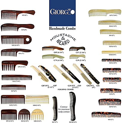 Giorgio Beard Combs Set - Handmade Beard Comb Kit for Everyday Beard and Mustache Grooming - Includes Fine and Wide Tooth Pocket Dresser Comb + Fine Tooth Straightening Comb + Fine Teeth Mustache Comb