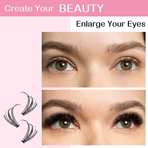 280 Pcs Individual Lashes 50D-D-0.07-14 Cluster Lashes C D Curl Wispy Lashes Bottom Lashes DIY Lashes At Home（50D-D-0.07-14）