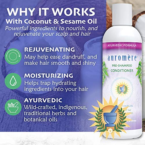 Auromere Ayurvedic Pre-Shampoo Conditioner - Vegan, Cruelty-Free, Non-GMO, Moisturizing, Paraben-Free, Sulfate-Free Conditioning Oil for All Hair Types (7 fl oz), 2 Pack